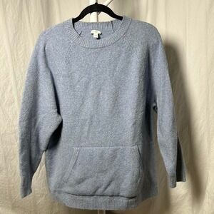 J‎ Jill Pure Jill Wool blend Baby Blue Soft Cozy Sweater Boucle pocket women's M
